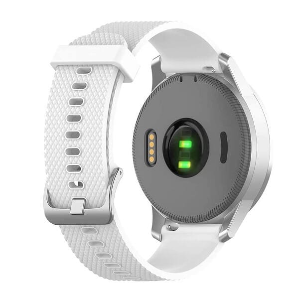 Garmin Vivoactive 4S Silicone Wristband Adjustable Rubber Watch Replacements Band Kit Strap (White)
