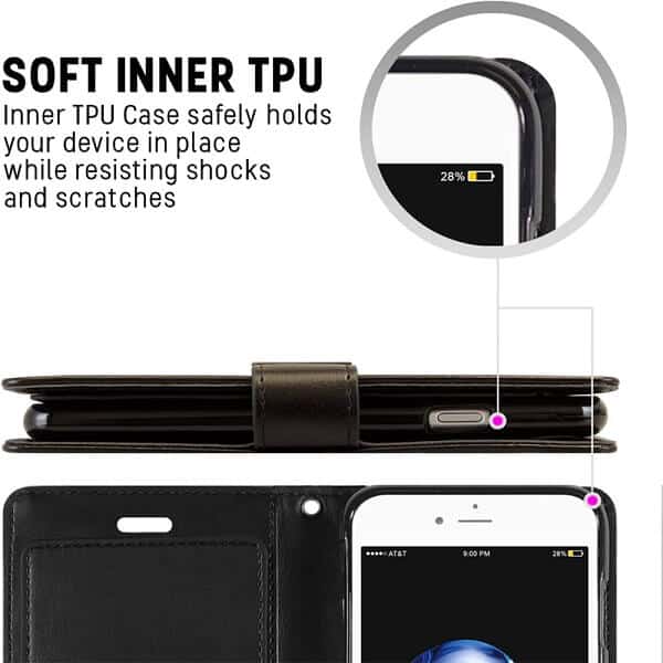 Goospery For Apple iPhone SE /7/8 Plus Rich Diary Wallet Flip Case Leather Card Slots Magnetic Cover