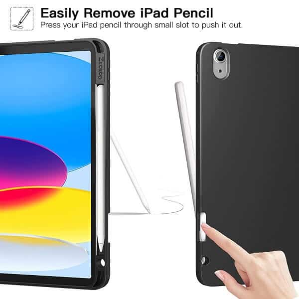 With Pencil Holder Apple iPad 10th Gen 10.9 inch 2022 Folio Auto Sleep /Wake Cover Soft Flexible Case Cover (Red)