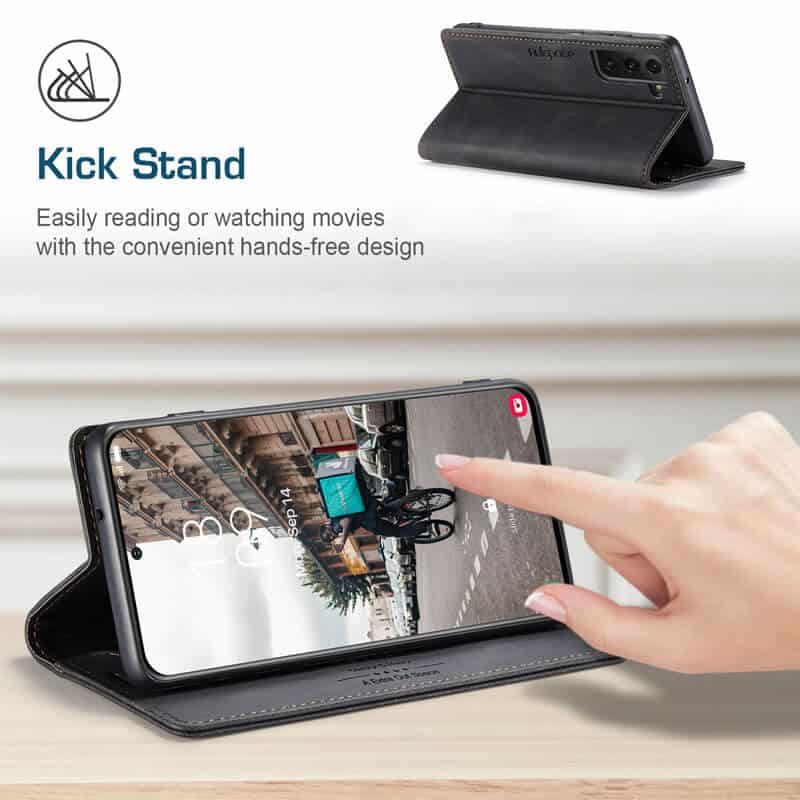 AutSpace For Samsung Galaxy S21 | S21 FE | S21+ /S21 Plus | S21 Ultra Case RFID Blocking Retro Flip Premium Leather Card Holder Wallet Cover