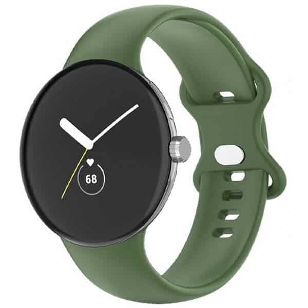 For Google Pixel Smart Watch Replacement Adjustable Soft Silicone Strap Watch Band Straps Quick Release Wristband - (Army Green)