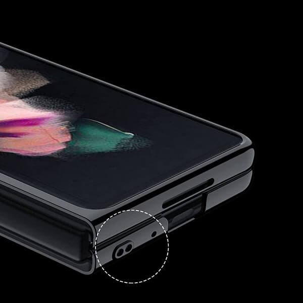 Samsung Galaxy Z Fold 3 5G Clear Case Luxury Plating Transparent Hard PC Back Cover (Black)