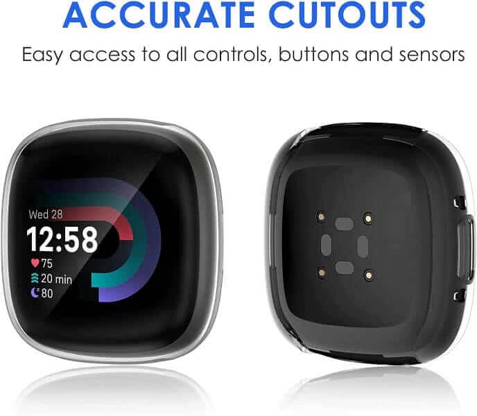 Fitbit Versa 3 /Fitbit Sense Gel Case Premium Soft Protective Silicone Cover (Black)