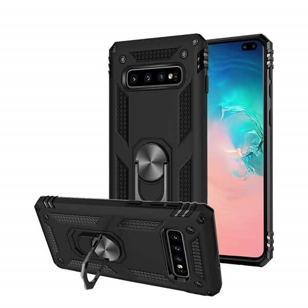 Samsung Galaxy S10 Shockproof Magnetic Car Mount Ring Heavy Duty Case Cover (Black)