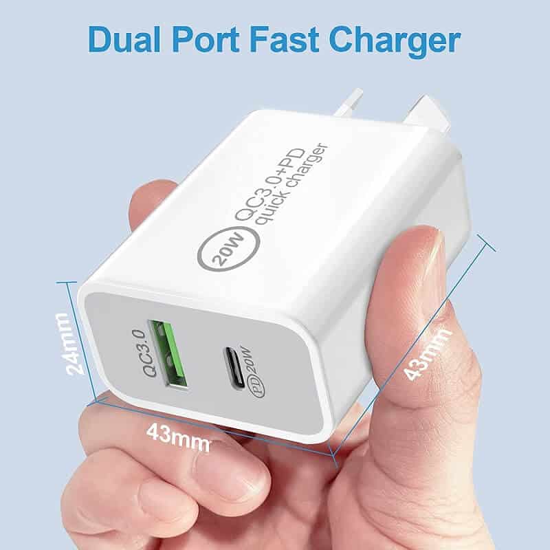 20W Dual PD +USB Type C Fast Charging Wall Plug Charger Adapter For Apple iPhone Samsung Galaxy Google Nokia Oppo Huawei iPad
