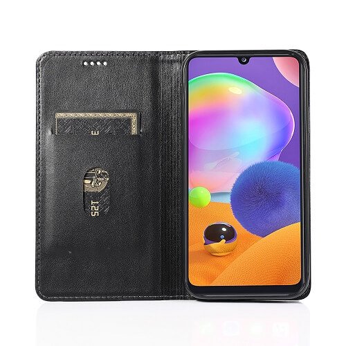 For Samsung Galaxy A31 Luxury Wallet Flip Case Leather Card Slots Cover (Black)