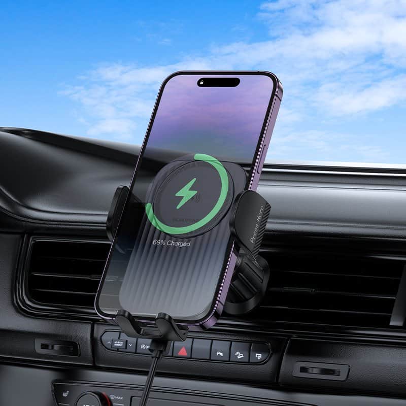 Borofone BH221 15W Fast Charging Charger Air Vent Wireless Car Mount Mobile Phone Holder (Black)