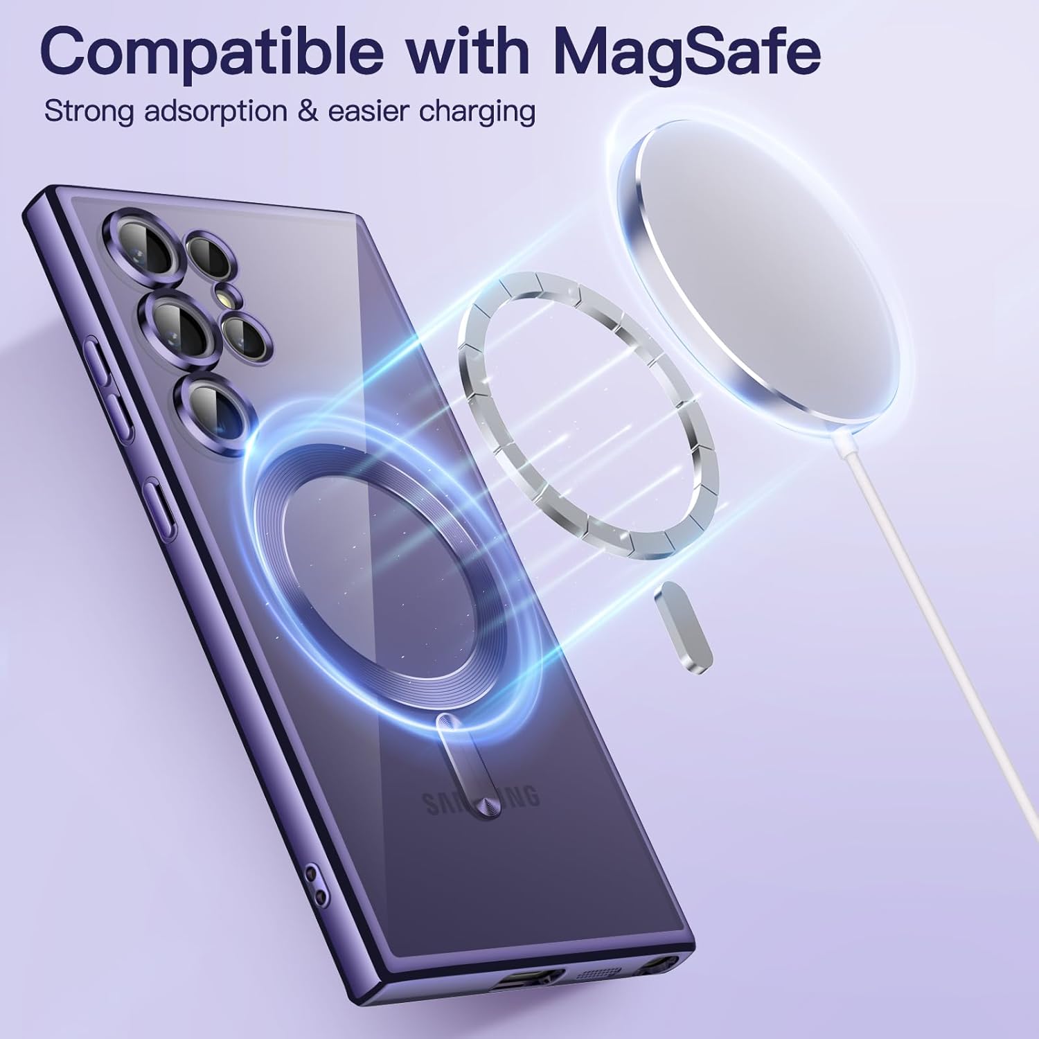 For Samsung Galaxy S24 S25 Ultra Plus FE Edge MagSafe Magnetic Case with HaloLock Shockproof Scratch Resistant Back Clear Protective Cover