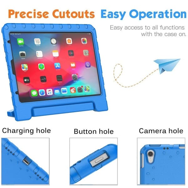 Apple iPad Air 4 /4th Gen 10.9 2020 kids Case, Kickstand Shockproof Heavy Duty Protective Handle Stand Light Weight Kids Friendly Cover (Blue)
