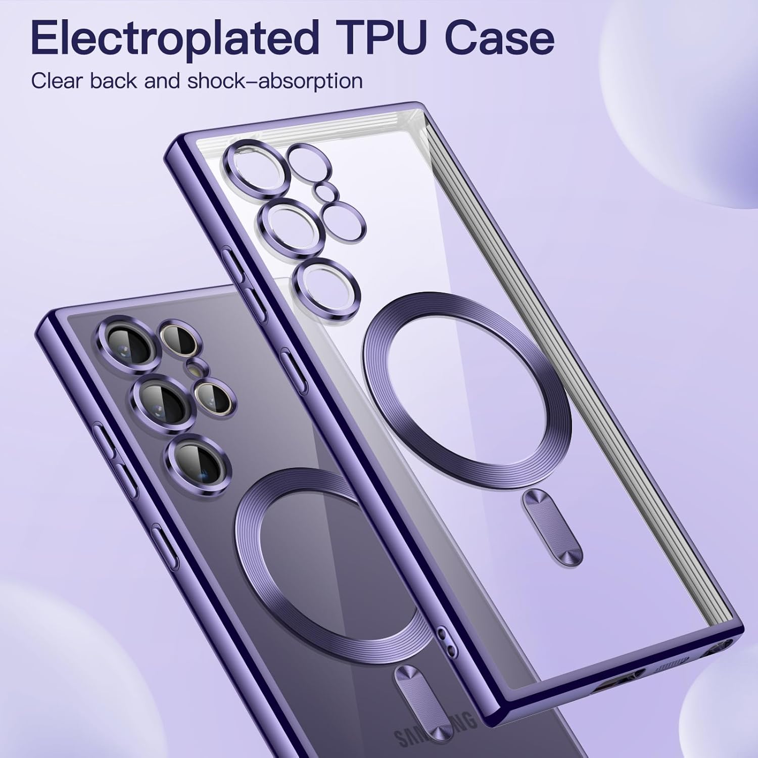 For Samsung Galaxy S24 S25 Ultra Plus FE Edge MagSafe Magnetic Case with HaloLock Shockproof Scratch Resistant Back Clear Protective Cover