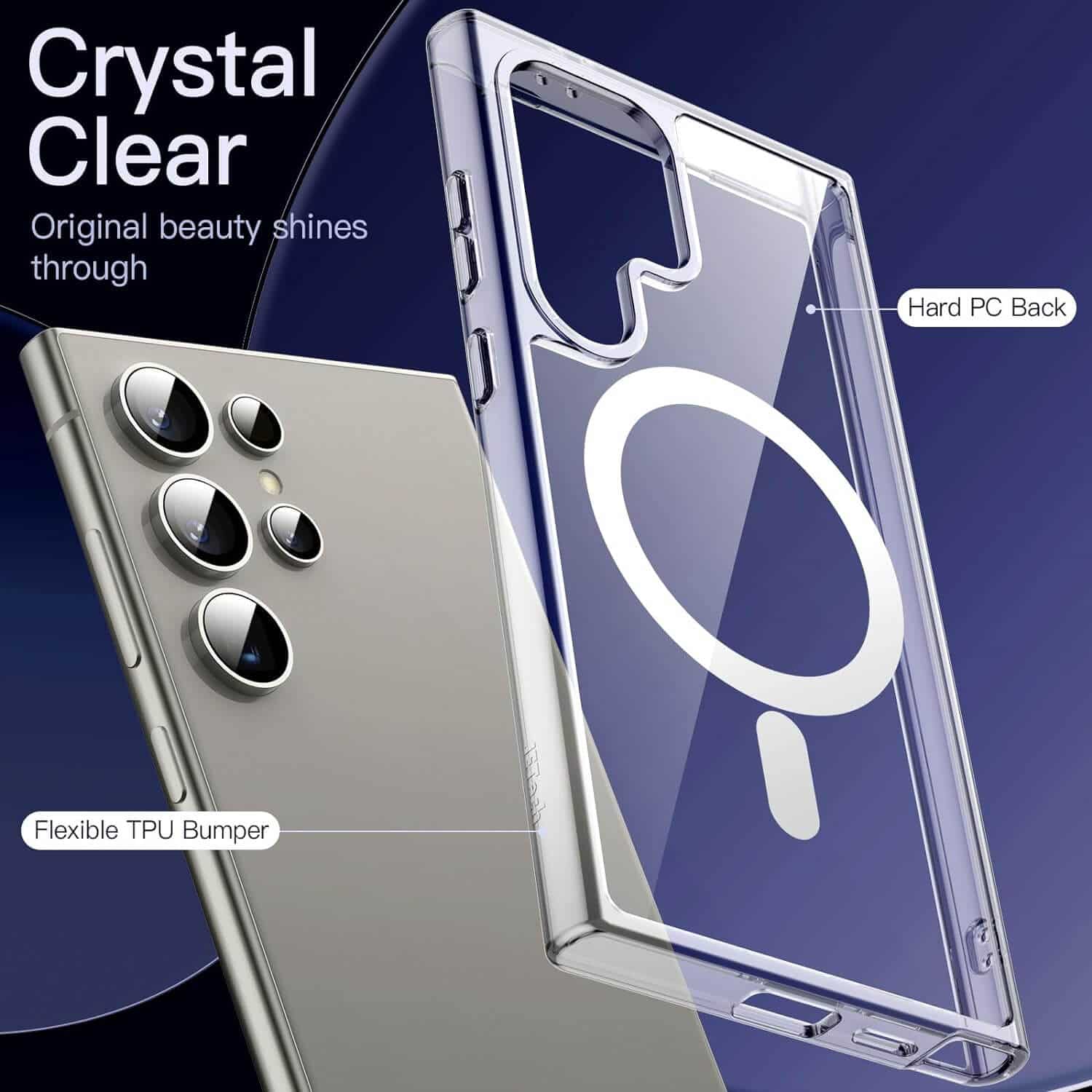 For Samsung Galaxy S24, S24+ /S24 Plus & S24 Ultra MagSafe Magnetic Case with HaloLock Shockproof Back Clear Protective Cover