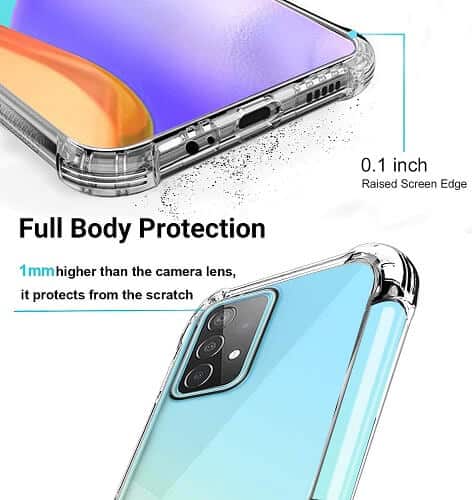 Samsung Galaxy A52 5G Clear Case Shockproof Tough Gel Clear Transparent Air Cushion Cover (Transparent)