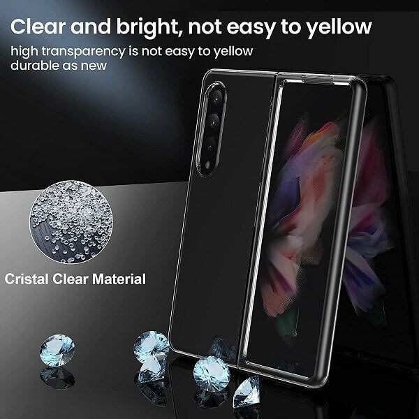 For Samsung Galaxy Z Fold 3 5G Transparent Hard Shel Slim Polycarbonate Case Cover (Clear)