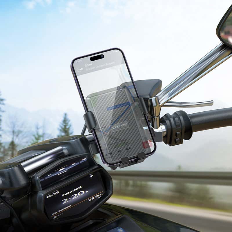 Borofone BH137 Knight Universal Motorcycle, Bicycle & Baby Strollers Mount Mobile Phone Holder (Black)