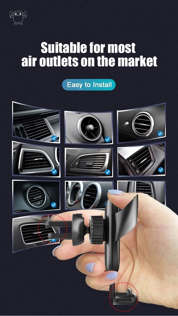 Universal For Up to 6.5 inch Car Cell Phone Holder Clip Gravity Car Mount Bracket Stand For iPhone Samsung Galaxy Nokia Oppo Google Pixel Motorola LG Telstra Optus