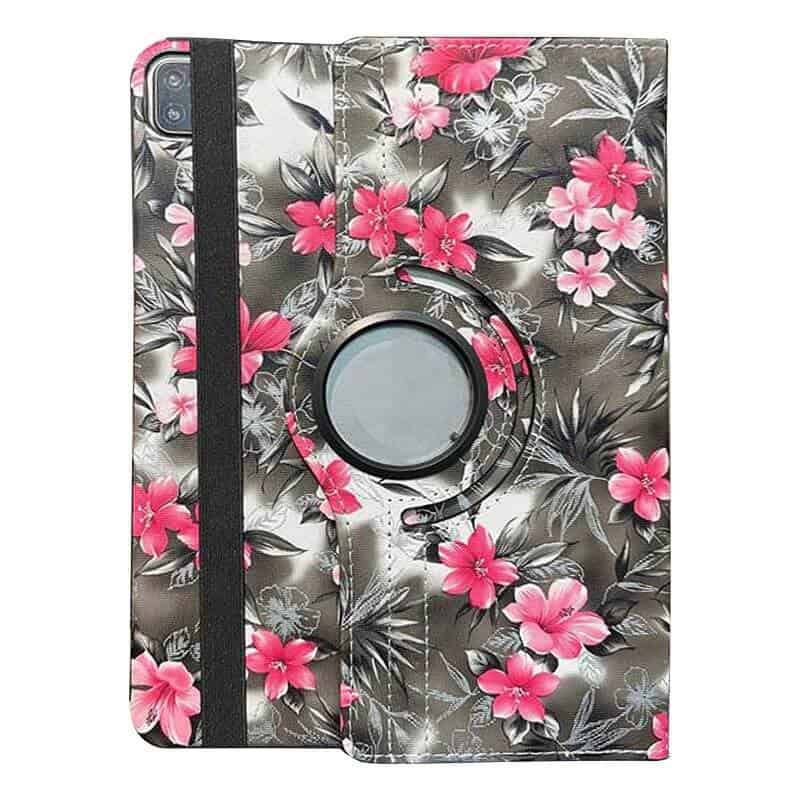Apple iPad 10th Gen Smart Leather Case, 10th Generation 10.9 inch Rotating 360 Degree Stand Cover (Grey Flower Pattern)