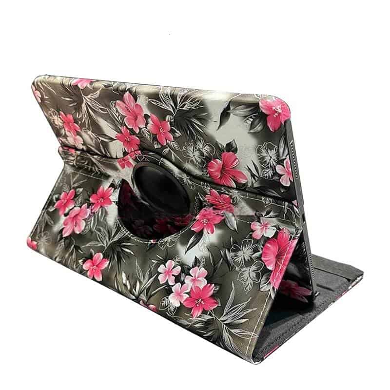 Apple iPad 10th Gen Smart Leather Case, 10th Generation 10.9 inch Rotating 360 Degree Stand Cover (Grey Flower Pattern)