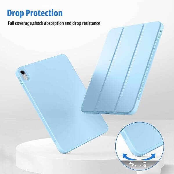 Apple iPad 9th 8th 7th Gen 10.2 inch 2021 2020 2019 Folio Smart Leather Magnetic Stand Case Cover (Sky Blue)