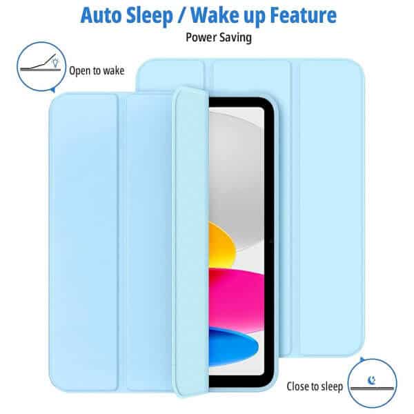 Apple iPad 9th 8th 7th Gen 10.2 inch 2021 2020 2019 Folio Smart Leather Magnetic Stand Case Cover (Sky Blue)