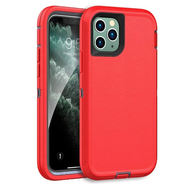 Apple iPhone 11 Pro Case Drop Resistant Defender Tradies Heavy Duty Rugged Shockproof Tough Cover (Red)