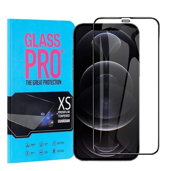 For Apple iPhone 12 /12Mini /12 Pro /12 Pro Max Screen Protector Full Coverage Tempered Glass Film Guard (Black)