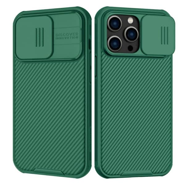 Apple iPhone 15 Pro Max Nillkin Case, CamShield Series Shockproof Heavy Duty Protective Case With Slide Camera Cover - Green