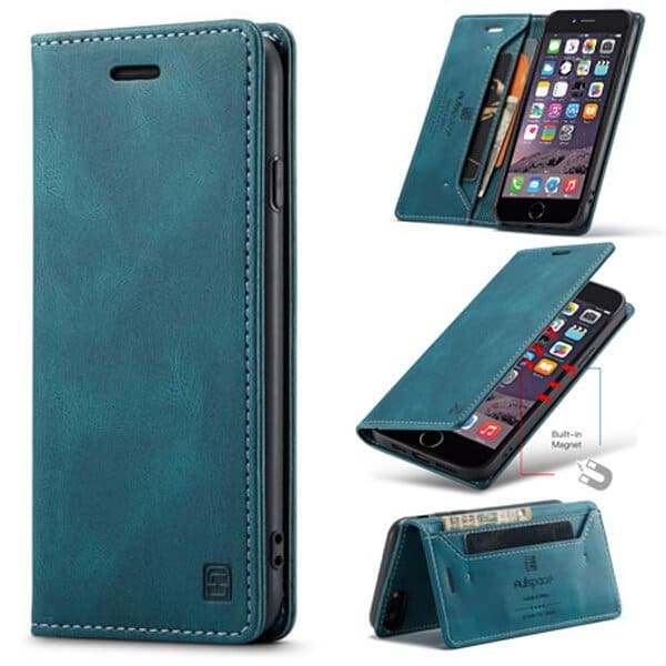 For AutSpace For Apple iPhone 6/6S/6 Plus / 6S Plus Case RFID Blocking Retro Flip Premium Leather Card Holder Wallet Cover