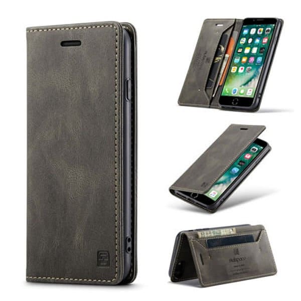 AutSpace For Apple iPhone SE /7/8 Plus Case RFID Blocking Retro Flip Premium Leather Card Holder Wallet Cover