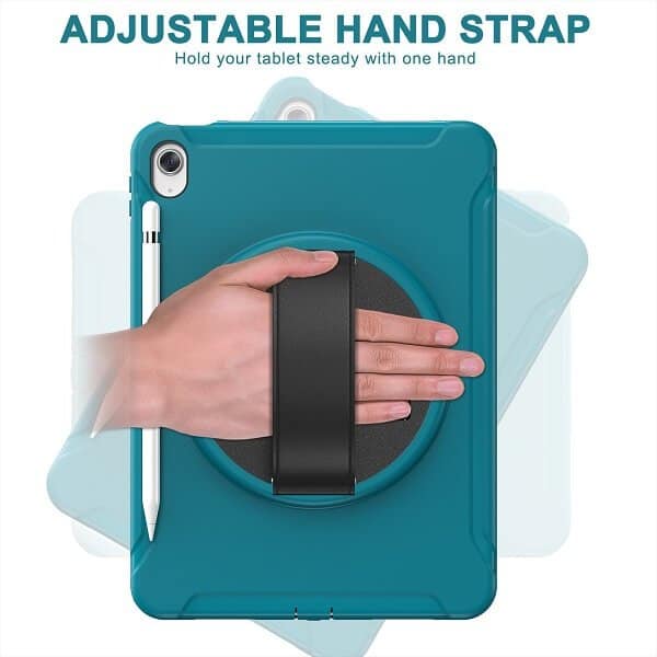 Apple iPad 10th Gen 10.9 inch 2022 Military Grade Rotating Case TPU Shockproof Multi-Layer Protective Kickstand Cover (Blue)