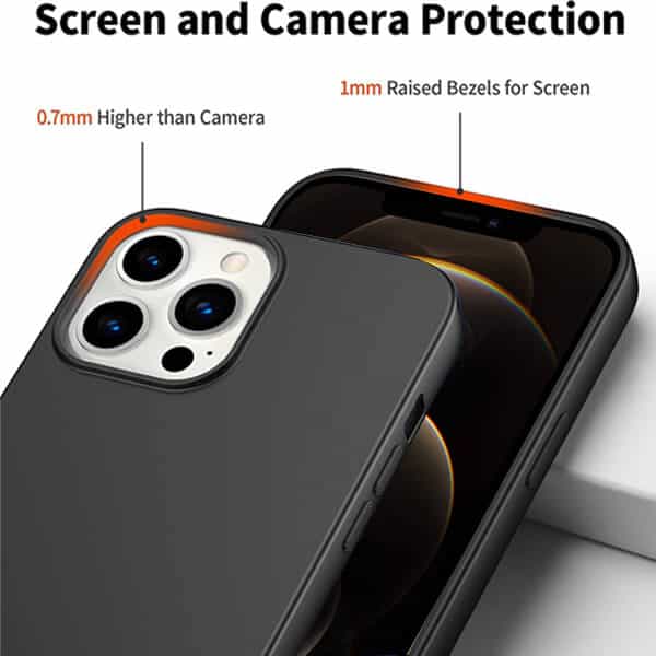 Back Case For Apple iPhone 12 12 Pro Silicone Silky Soft Touch Full Protective Anti Scratch Cover with Microfiber Lining Back Case (Black)