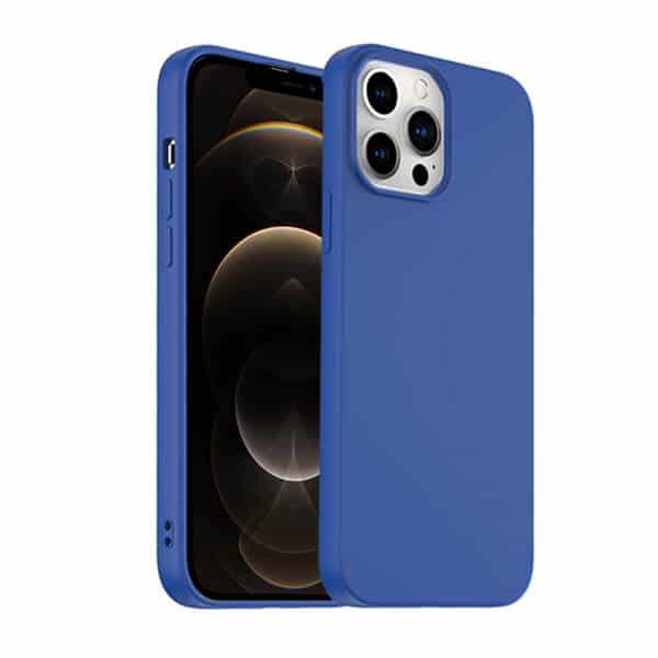 Back Case For Apple iPhone 12 12 Pro Silicone Silky Soft Touch Full Protective Anti Scratch Cover with Microfiber Lining Back Case (Blue)