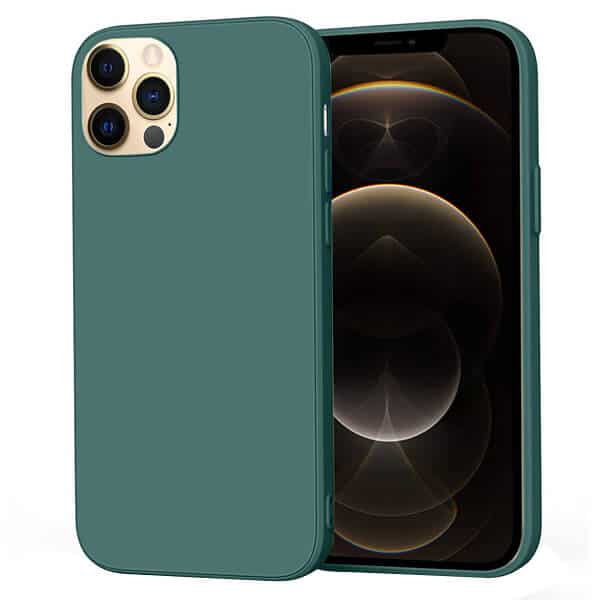 Back Case For Apple iPhone 12 12 Pro Silicone Silky Soft Touch Full Protective Anti Scratch Cover with Microfiber Lining Back Case (Dark Green)