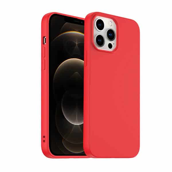 Back Case For Apple iPhone 12 12 Pro Silicone Silky Soft Touch Full Protective Anti Scratch Cover with Microfiber Lining Back Case (Red)