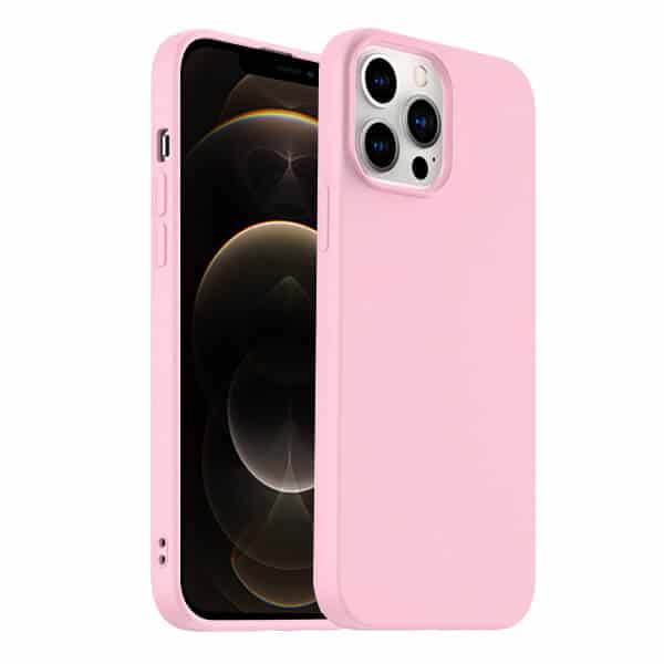 Back Case For Apple iPhone 12 12 Pro Silicone Silky Soft Touch Full Protective Anti Scratch Cover with Microfiber Lining Back Case (Sand Pink)