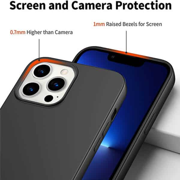 Back Case For Apple iPhone 13 Pro Max Silicone Silky Soft Touch Full Protective Anti Scratch Cover with Microfiber Lining Back Case (Black)