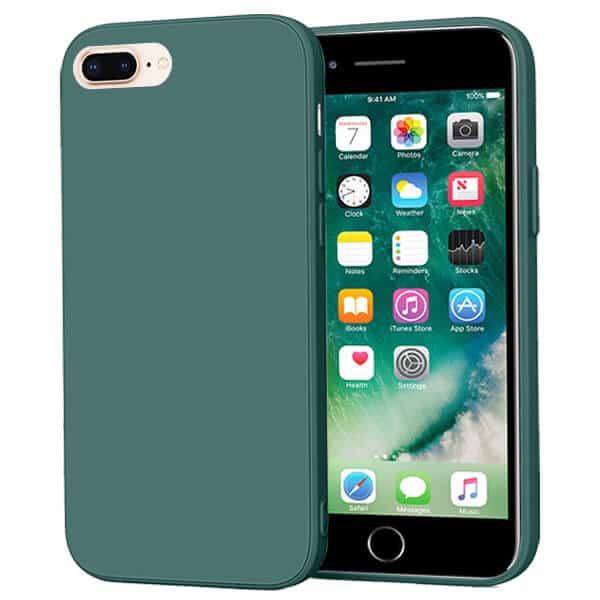 Back Case For Apple iPhone 7Plus 8Plus Silicone Silky Soft Touch Full Protective Anti Scratch Cover with Microfiber Lining Back Case (Dark Green)