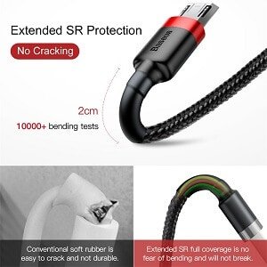 Baseus Micro USB Cable 2.4A Fast Charging Android Mobile Phone USB Micro Cable Charger Data Sync Cable Cord