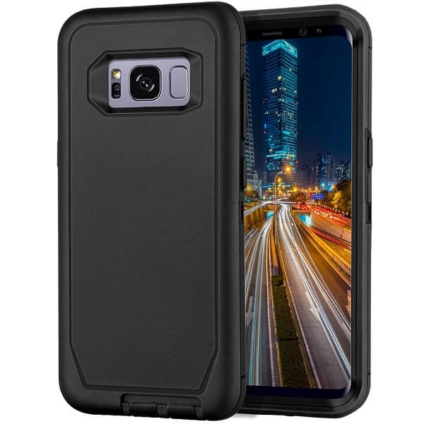 Samsung Galaxy S8 Case Drop Resistant Defender Tradies Heavy Duty Rugged Shockproof Tough Cover (Black)