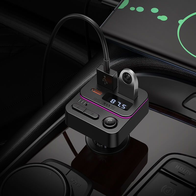 Borofone BC60 BT 5.4 Hero 35W PD20W USB Type C Fast Car Charger (1A1C) Car Player Wireless Bluetooth FM transmitter