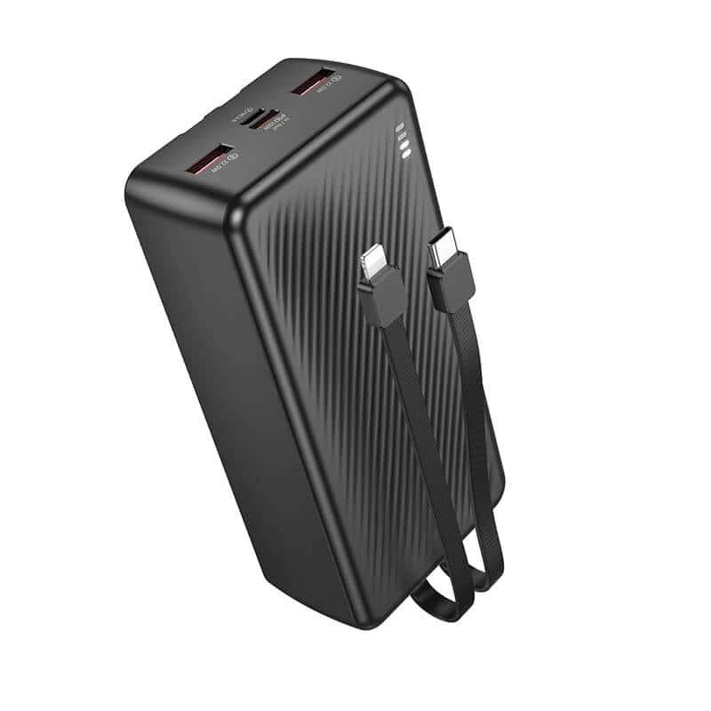 Borofone BJ57B 30000mAh 22.5W+PD20W Fast Charging Charger Portable High Capacity Power Bank With Type C & Lightning Cable (Black)