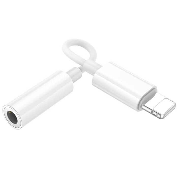 Borofone BV21 82mm Lightning to 3.5mm Audio Aux Headphone Jack Adapter (White)