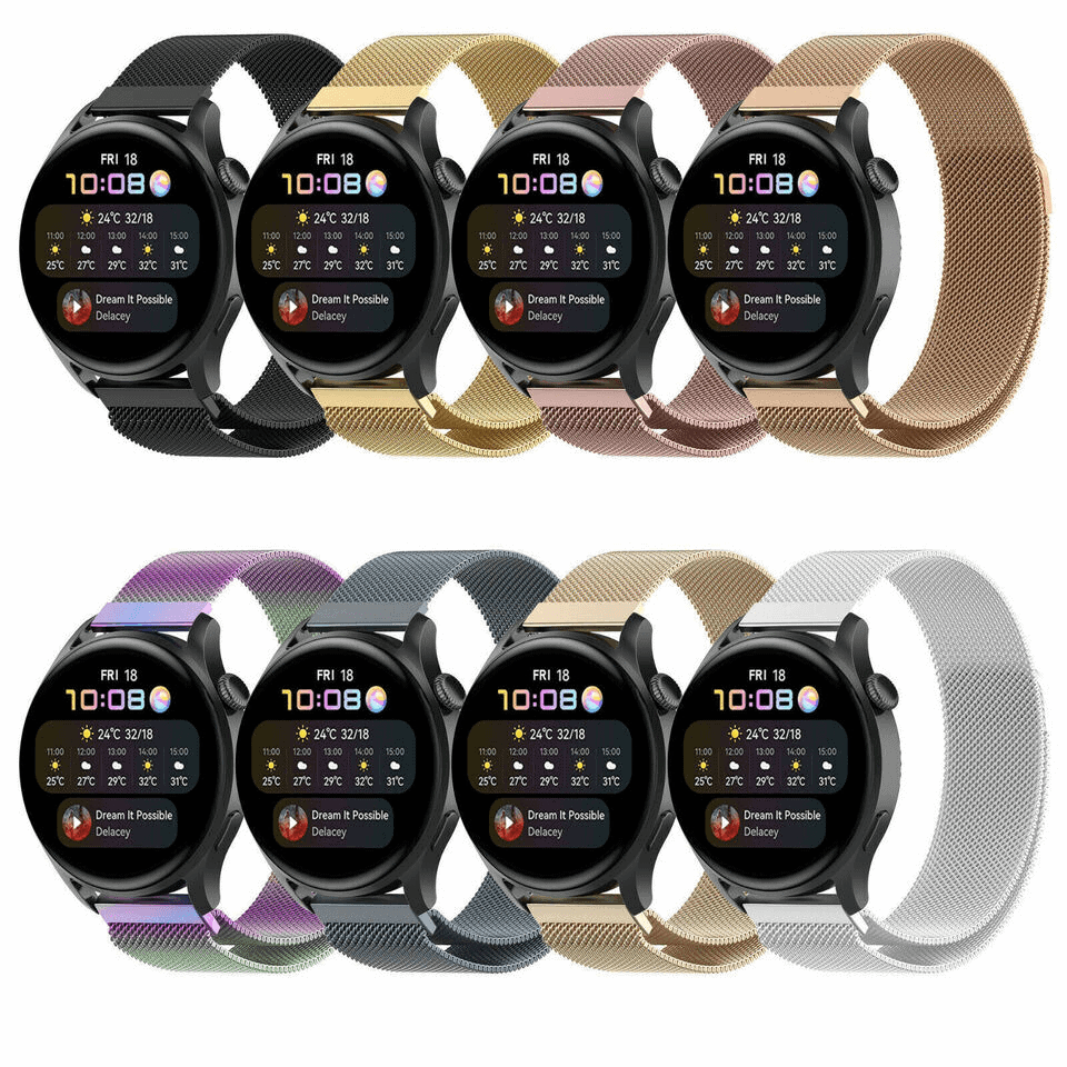 For Samsung Galaxy Watch 6 /5 /4 /3 Pro /Gear S2 Stainless Steel Adjustable Milanese Wristband Strap Loop