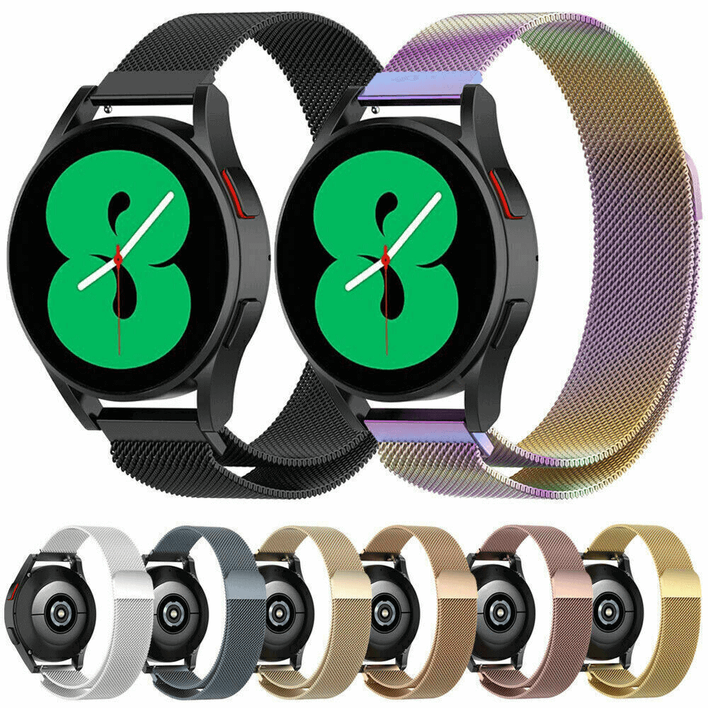 For Samsung Galaxy Watch 6 /5 /4 /3 Pro /Gear S2 Stainless Steel Adjustable Milanese Wristband Strap Loop