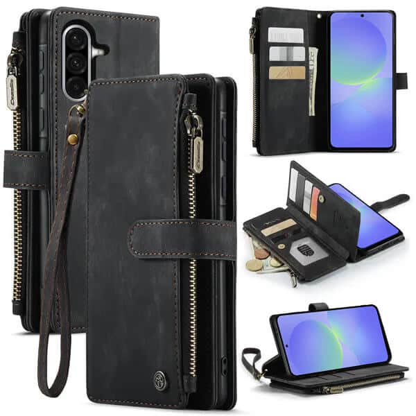 CaseMe C30 For Samsung Galaxy A16/A36/A56 Vintage Leather Folio Zipper Wallet Case with Magnetic Closure and 7 Card Slots