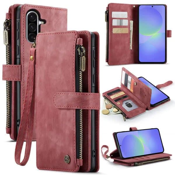 CaseMe C30 For Samsung Galaxy A16/A36/A56 Vintage Leather Folio Zipper Wallet Case with Magnetic Closure and 7 Card Slots