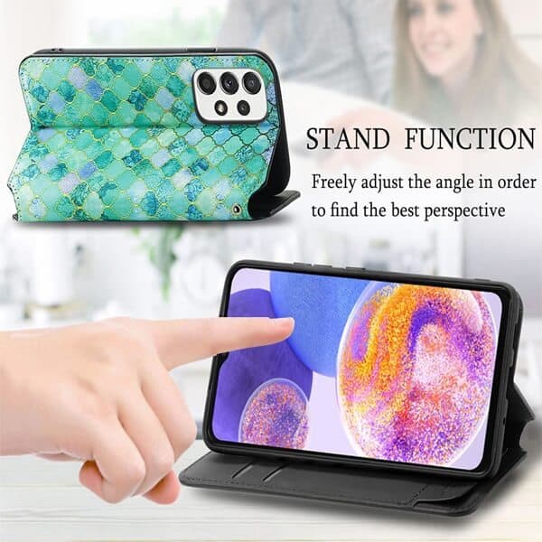 CaseNeo For Samsung Galaxy A23 4G Leather Wallet Flip Case With RFID Blocking Credit Card Holder Slots Cover - Emerald