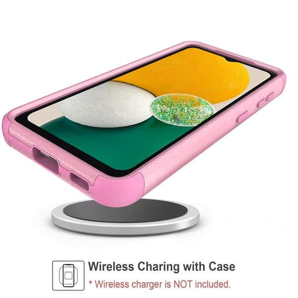 For 5G Samsung Galaxy A13 5G (Not for 4G) 3in1 Case Drop Resistant Defender Tradies Hybrid Armor Heavy Duty Rugged Shockproof Tough Cover (Rose Gold)