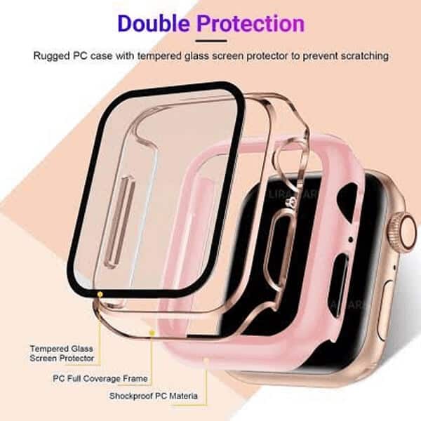 For Apple Watch 40 41 42 44 45mm Hard Case iWatch Gel Case With Built-In Screen Protector