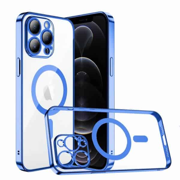 For Apple iPhone 12 Pro Max MagSafe Magnetic Case with HaloLock Shockproof Military Grade Protection Scratch Resistant Back Clear Protective Cover (Light Blue)