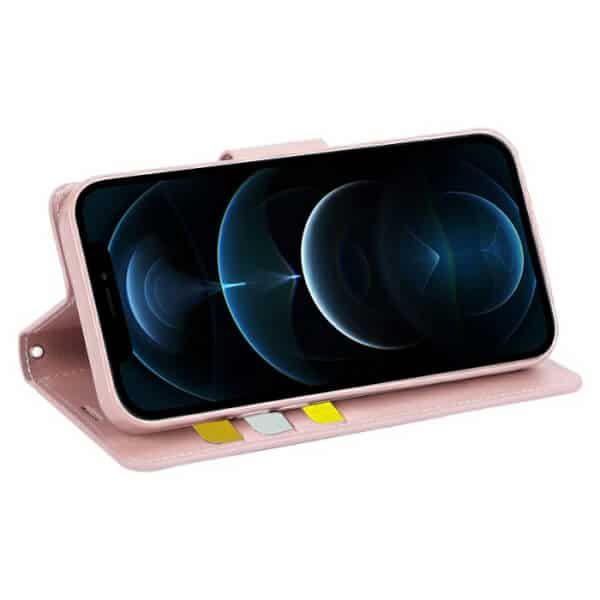 For Apple iPhone 12 Pro Max Hanman Wallet Case Flip Leather Card Slots Magnetic Stand Cover
